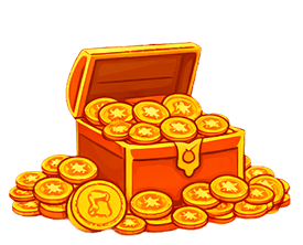 Treasure chest with gold coins illustration